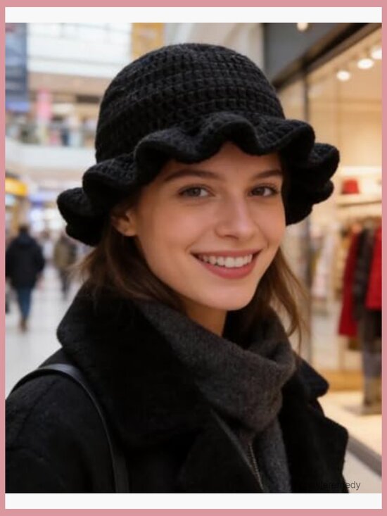 Handmade Crochet Bucket Hat with Ruffle Brim Floppy Cap main image 7